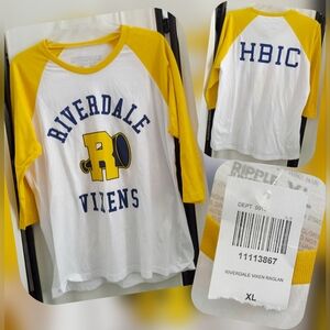 Ripple Junction Riverdale Vixens Yellow and White Raglan Shirt Size XL (Nwts)